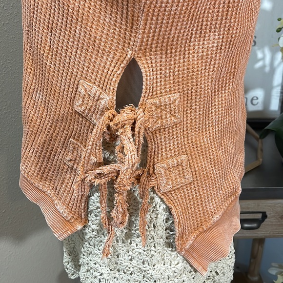 Fate Orange Sleeveless Knit Top with Side Ties TRN21 - Picture 5 of 6